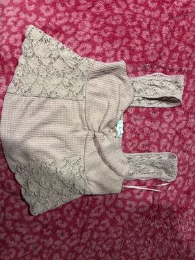 La peche/ross pink lace babydoll top, small